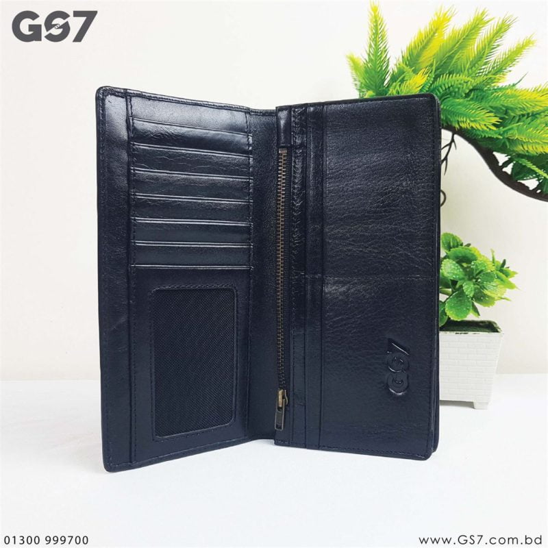 GS7 Croco Shaped Black Leather Long Wallet 04 01 1